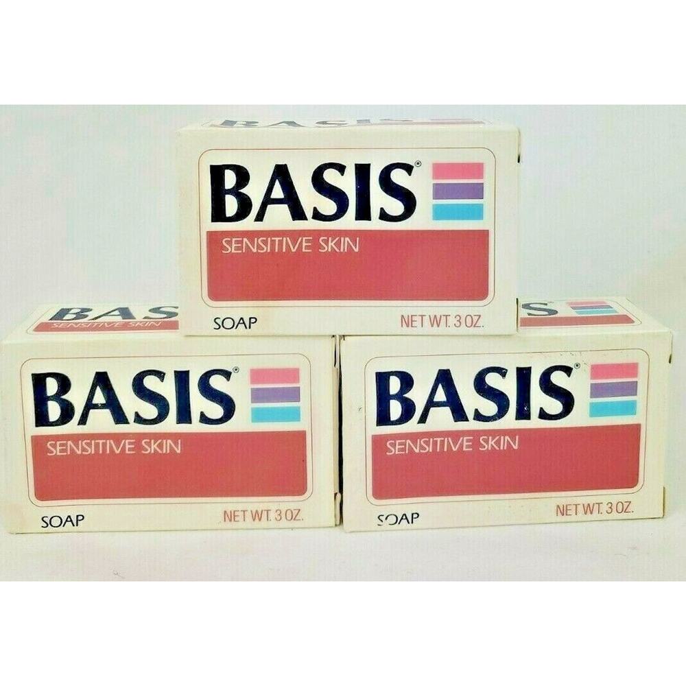 Lot Of 3 Vintage Basis Sensitive Skin 3 Oz Bars Mild Facial Cleanser